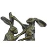 Image 2 : Two Hares Boxing Bronze Sculpture