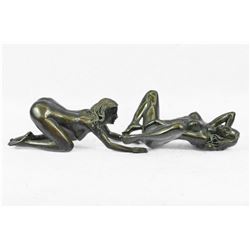 Two Piece Erotic Girls Making Love Bronze Statue