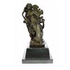 Image 1 : Lady Seating on Chair Bronze Sculpture on Marble Base Figurine