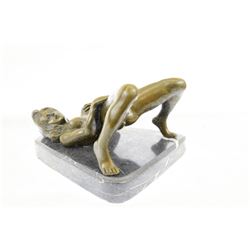 Stunning Erotic Nude Bronze Statue on Marble Base Figure