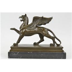 Griffin Bronze Statue with Marble Base