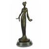 Image 1 : Fashion Model Bronze Sculpture on Marble Base Figurine