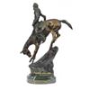 Image 1 : Native Indian Chief Riding Horse on a Rock Bronze Sculpture