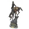 Image 8 : Native Indian Chief Riding Horse on a Rock Bronze Sculpture