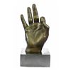 Image 1 : OK Gesture Sign Bronze Sculpture on Marble Base Figurine
