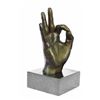Image 5 : OK Gesture Sign Bronze Sculpture on Marble Base Figurine