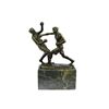 Image 1 : Last Round Boxing Bronze Statue on Marble Base Sculpture