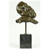 Image 1 : Resting Man Bronze Bust Statue Modern Sculpture