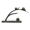 Image 1 : Snails on Branch Bronze Sculpture on Marble Base Statue
