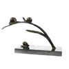 Image 8 : Snails on Branch Bronze Sculpture on Marble Base Statue