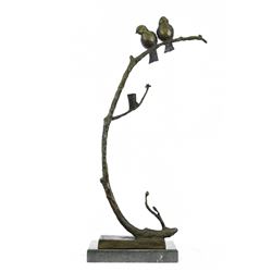 Love Birds Bronze Sculpture on Marble Base Statue