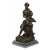 Image 5 : Nude Woman Swan Bronze Statue on Marble Base Sculpture