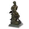 Image 7 : Nude Woman Swan Bronze Statue on Marble Base Sculpture