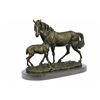 Image 1 : Horse Farm Bronze Sculpture on Marble Base Figurine