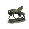 Image 8 : Horse Farm Bronze Sculpture on Marble Base Figurine