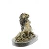 Image 3 : Relaxing Lions Bronze Statue on Marble Base Figurine