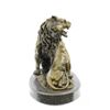 Image 4 : Relaxing Lions Bronze Statue on Marble Base Figurine