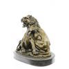 Image 9 : Relaxing Lions Bronze Statue on Marble Base Figurine