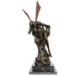 Forest Fairy Bronze Sculpture on Marble Base Figurine