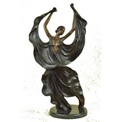 Flamenco Dancer Bronze Sculpture on Marble Base Figurine