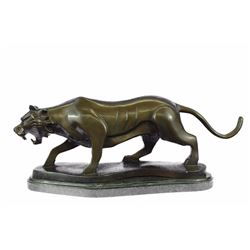 Tiger Bronze Sculpture on Marble Base Figurine