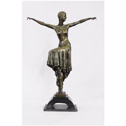 Dancer Bronze Sculpture on Marble Base Statue