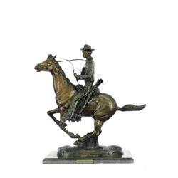 Trooper of the Plains by Cowboy on Horse Bronze Sculpture