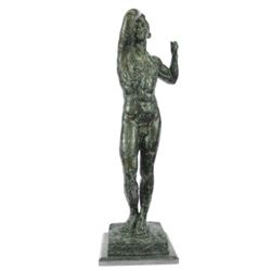 Nude Male Man Bronze Sculpture on Marble Base Figurine