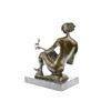 Image 8 : Female Bronze Statue on Marble Base Sculpture