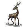 Image 1 : Deer Bronze Sculpture on Marble Base Statue