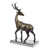 Image 8 : Deer Bronze Sculpture on Marble Base Statue
