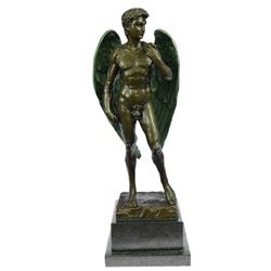 Classical Bronze Statue on Marble Base Sculpture