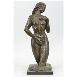 Female Torso Bronze Sculpture on Marble Base Statue