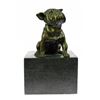 Image 1 : Bulldog Dog Animal Bronze Sculpture on Marble Base Statue