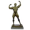 Image 1 : Nude Male Fitness Model Muscular Man Flexing Bronze Sculpture