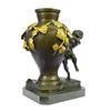 Image 5 : Handcrafted Marble Base Nude Boy Bronze Sculpture Vase