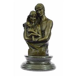 A Couple Embracing Their Love Child Bronze Sculpture