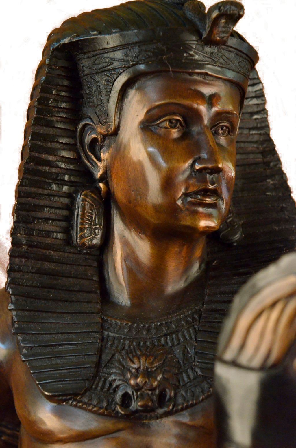 Egyptian King Tut Heavy Bronze Sculpture on Marble Base Figurine