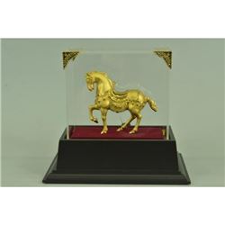 Gold Plexiglases Chinese Tang Horse Sculpture