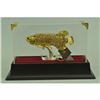 Image 1 : Gold Plexiglass Fish with Crystals Sculpture