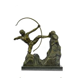 Powerful Man With Bow Bronze Sculpture