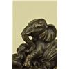 Image 2 : Elephant with Two Baby Calf Bronze Sculpture