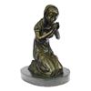 Image 1 : Mother Virgin Mary Praying Bronze Sculpture on Marble Base Statue