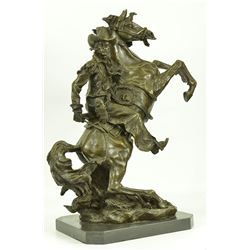 Cowboy Rodeo Gun Horse Bronze Statue