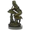 Image 7 : Sitting Young Lady on Mushroom Bronze Sculpture