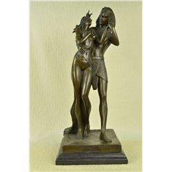 Royal Couple Fisher Akhenaten and Nerfititi Bronze Sculpture