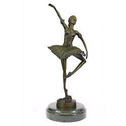 Ballerina Dancer Bronze Figurine on Marble Base Statue