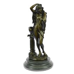 Classic Female Nude Bronze Sculpture on Marble Base Statue