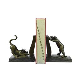 Two Playful Cat Bookends Bronze Sculpture