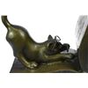 Image 2 : Two Playful Cat Bookends Bronze Sculpture